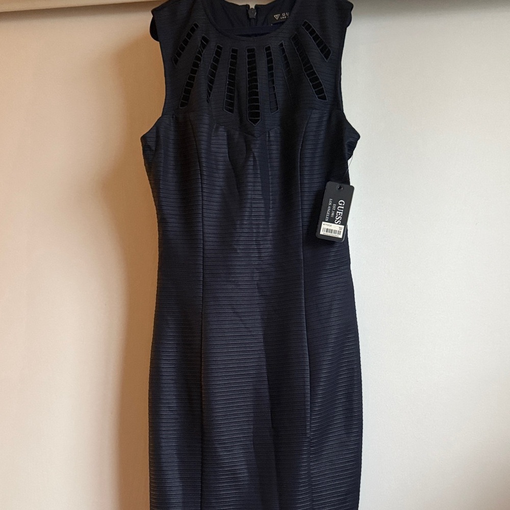 GUESS Navy Cutout-Detail Sleeveless Midi Dress